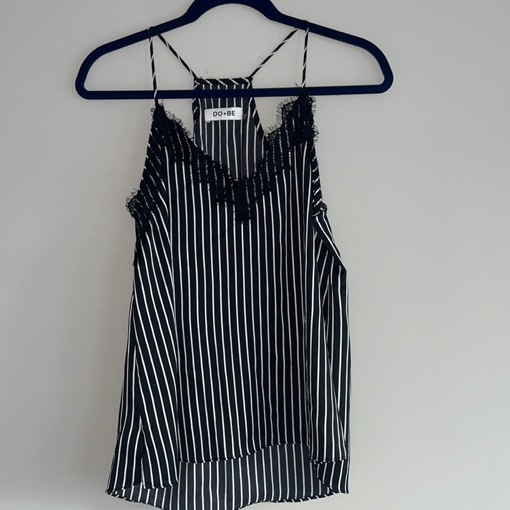 Vici DO+BE Tuxedo Stripe Black Cami Small